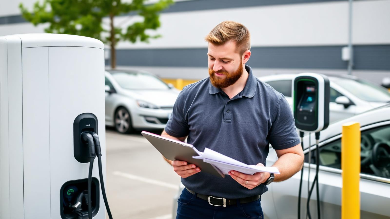 Appleby Electrical adviser reviewing OZEV EV charging paperwork